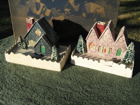 snow village putz houses